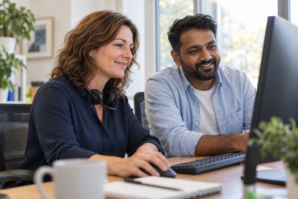 Illustrative software specialists working together